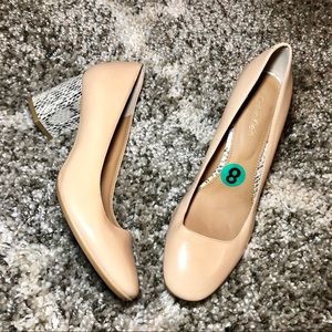 Calvin Klein cirilla snake block heel pumps